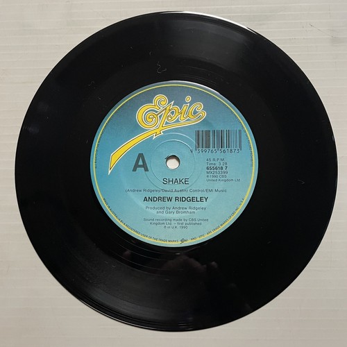 Andrew Ridgeley Shake / Hangin’ Vinyl Record 7” 45 RPM 655618 7 epic 1990 - Picture 3 of 24