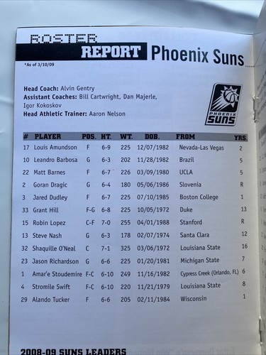 2009 Signed SHAQUILLE O'NEAL Program Booklet~SUNS Vs CAVALIERS~"Keep Flossing";) - Picture 3 of 10