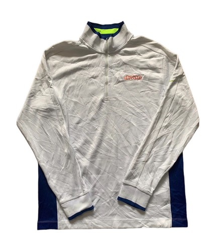 Nike Golf Dri Fit 1/4 Zip White Blue Pullover Size Medium, Long Sleeve