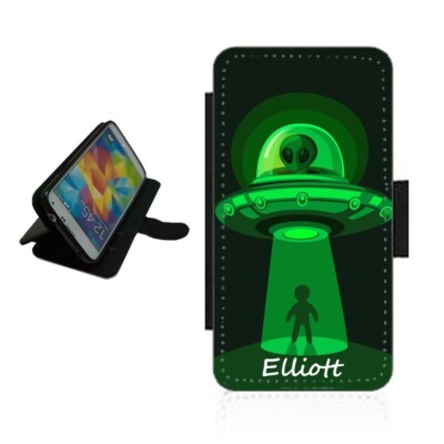 Personalisierte Handyhülle Alien Name Brieftasche Flip Cover für iPhone Samsung Pixel