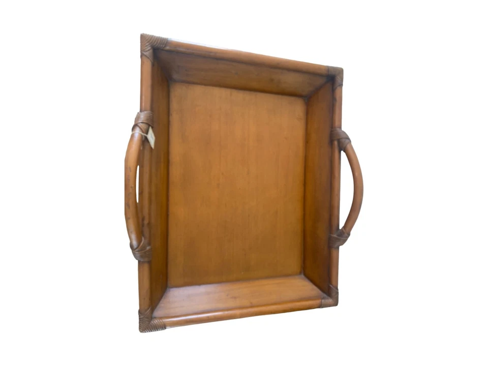 Mesa bandeja mayordomo de ratán/bambú con patas de bambú sintético Foto 4 de 4