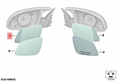 Genuine BMW Hybrid 3 M2 M3 M4 Mirror Glass Heated Wide-angle Left 51168059565
