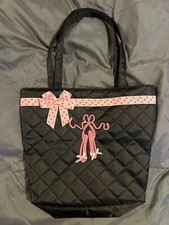 Tote Bag Girl Ballerina Ballet Shoes Dancer 10 3/4" x 12" x 3" Blk And Pink   