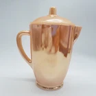 Vintage Peach Lusterware Pitcher w Lid ~ Terma Crisa ~ Fire King ~ 7.75" T