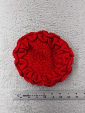 Beanie Toque Youth Toddler Red Knit Crochet Ruffle 100 Acrylic Snow Winter
