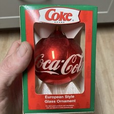 COCA COLA COKE EUROPEAN STYLE GLASS POLAR BEAR CHRISTMAS ORNAMENT Nib FAST     