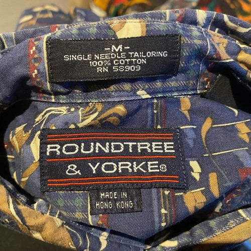 Vintage Roundtree & York Shirt Medium Blue Golf All Over Print USA Button Up - Picture 7 of 10
