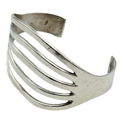 Navajo Sand Cast Bracelet .925 Silver Solid Artist Native American C.80's