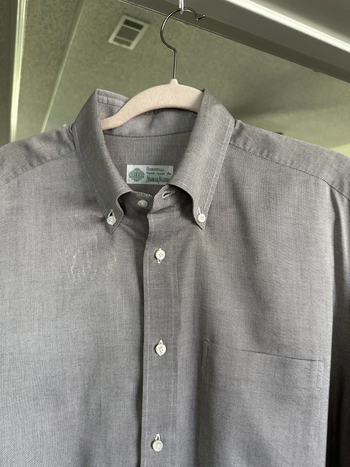 BORRELLI ITALY HAND MADE 100% SILKY COTTON BUTTON DOWN COLLAR SHIRT MENS 16R - Image 3 of 4