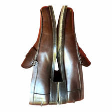 PRADA Men's Leather Penny Loafers Cognac Brown Slip On Dress Shoes Size 6.5