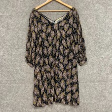 Sass Dress Womens Size 6 Blue Paisley Long Sleeve Boat Neck 29214