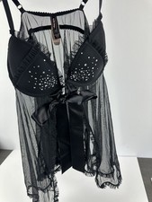 Victoria secret lingerie top new with tags 36C black sheer with ribbons
