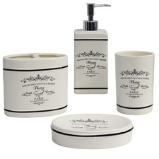 4 Piece Bathroom Accessories Set - Heavy Duty Ceramic Paris Bathroom Accessor...