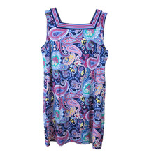 Talbots Paisley Print Square Neck Sleeveless Sheath Dress Women's Petite XL PXL