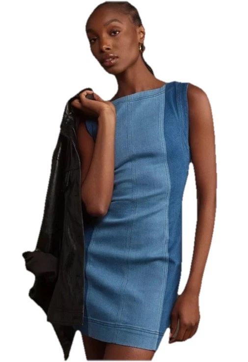 slim fit dress slacks Ramy Brook Katalina Denim Mini Dress - Medium Wash main image 0
