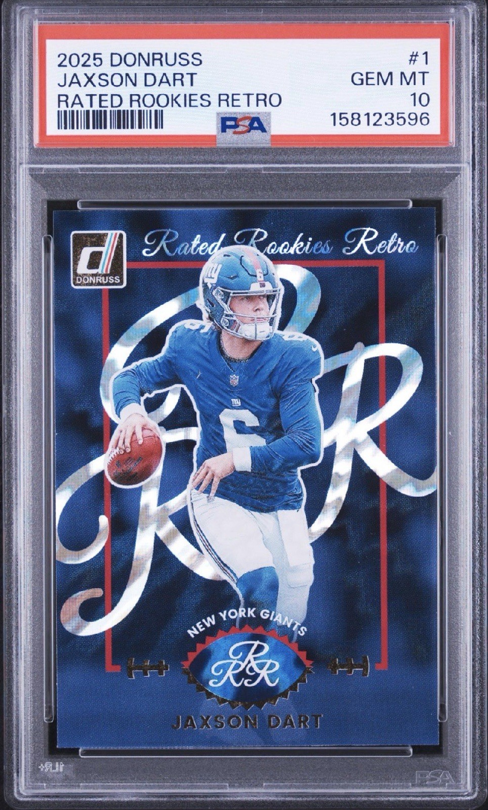 2025 Donruss Rated Rookie Retro Jackson Dart PSA 10 Gem Mint – New York Giants