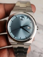 Movado Bold Quest Stainless Steel Seafoam Blue Dial Bracelet Men's Watch 3601243