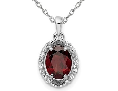 2,34 Karat (ctw) Granat & Weißtopas Anhänger Sterlingsilber
