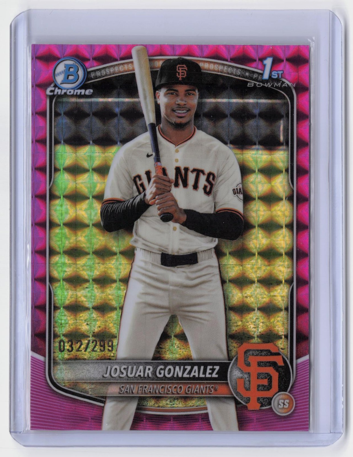 2025 Bowman Chrome #BCP-153 Josuar Gonzalez Prospects Fuchsia Geometric #/299