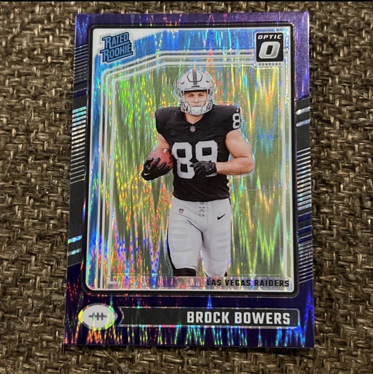 2024 Panini Donruss Optic - Rated Rookie Brock Bowers Purple Shock #215 (RC)