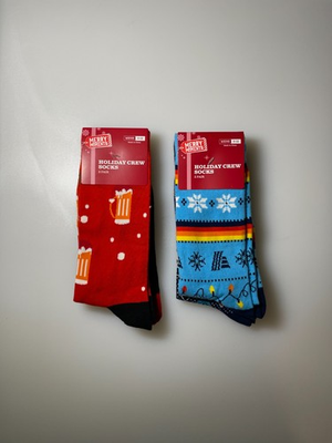 #ad Aldi Merry Moments Holiday Crew Socks 2 Pair Lot Men#x27;s 9 12 NWT Christmas $20.00