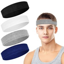 4 Pack Headbands for Men, Sweat Bands Headbands Men  Women, Cotton