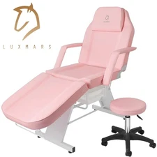 Pink Facial Chair 3-Section Tattoo Massage Table Chair for Spa Esthetician Salon