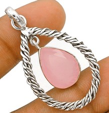 Natürlicher facettierter Rosenquarz Madagaskar 925 Sterling Silber Anhänger Schmuck