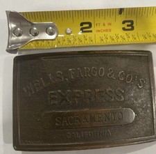 VTG Wells Fargo & Co Express Sacramento California Brass Belt Buckle Chicopee