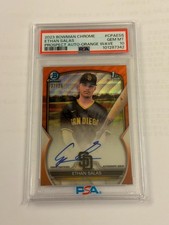2023 Bowman Chrome Ethan Salas Prospect Auto Orange Wave /25 PSA 10