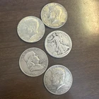 LOT OF FIVE (5) US SILVER HALF DOLLARS -1918,1958,1964, 1966 & 1968