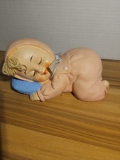 Lefton Ceramic Baby Sleeping Piggy Bank Collectible Still Bank