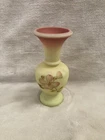 Vintage Fenton Burmese Dogwood Blossom Vase Satin Uranium Custard Glass Signed