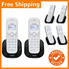 Stylish White Cordless Phone Set with Intercom, Call Blocking & Conference Calls