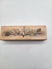 Great Impressions C210 Wood Mounted Rubber Stamp Pinecone Holly Branch Holiday