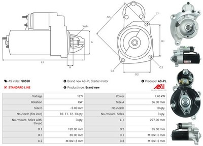 Für AS ROZRUSZNIKI I ALTERNATORY S0550 BRAND NEW AS-PL STARTER MOTOR