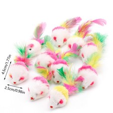 XISAOK 10Pcs Colorful Plush Mouse Toys Tails for Pet Cats
