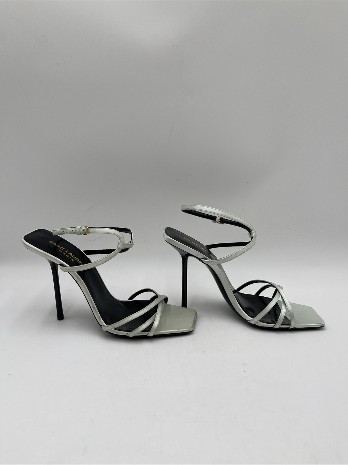 Sandali donna Saint Laurent Nuit 105 mm tacco alto verde taglia 37