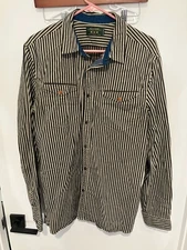 Scotch & Soda Men's Regular Fit XXX Striped Shirt, Black/Tan, Size XL