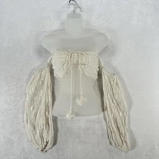 Rococo Sand Top Womens S Crochet Floral Embroidered Off Shoulder Cropped Beach