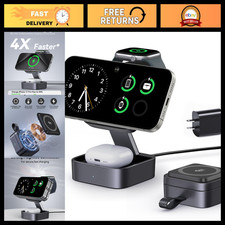 3-in-1 Wireless Charging Station for Apple Devices, Fast Magnetic Travel Charger