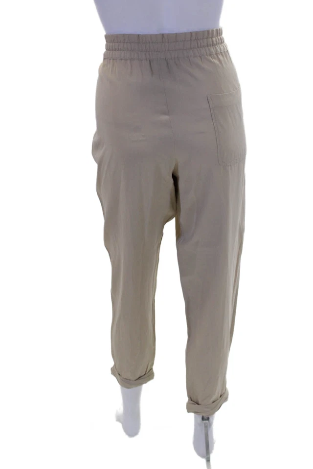 Pantalones para mujer 3.1 Phillip Lim elástico con cordón cintura puño dobladillo beige talla 2 Foto 3 de 4