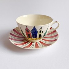 Rare Inger Waage Hand Painted Stavangerflint Cup & Saucer Mid Century Norway