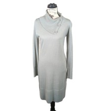 The Limited S Women's Gray Sweater Knit Sheath Dress Long Sleeve Button Neck