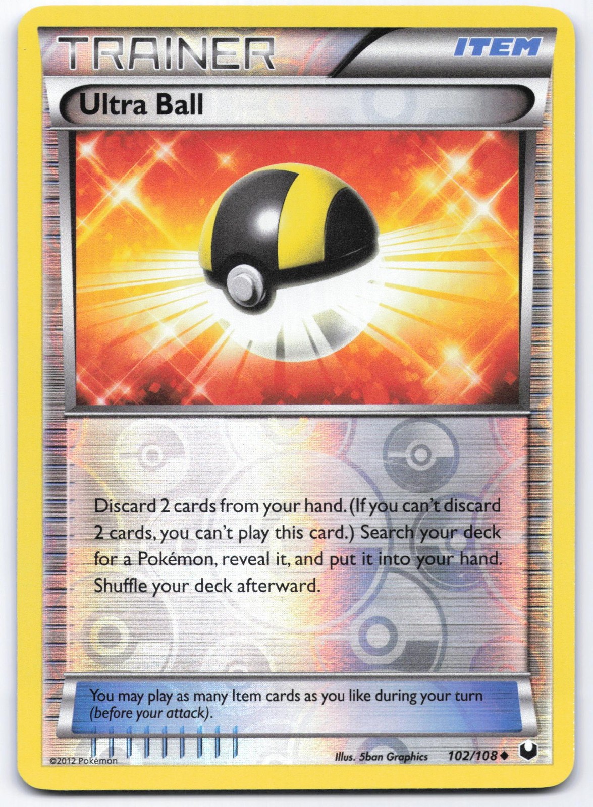 Ultra Ball 102/108 Dark Explorers Reverse Holo Uncommon Pokemon Card LP