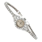 Lady Rolex Vintage Watch 14k White Gold Bezel Natural Diamonds 1950s