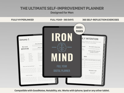 Iron Mind: Digital Journal for Men | Daily Planner for Discipline, Mental Growth