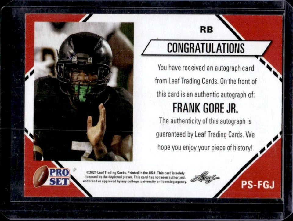 2021 Pro Set College Football Frank Gore Jr. Auto RC Gold Rookie #PS-FGJ - Image 2 of 2