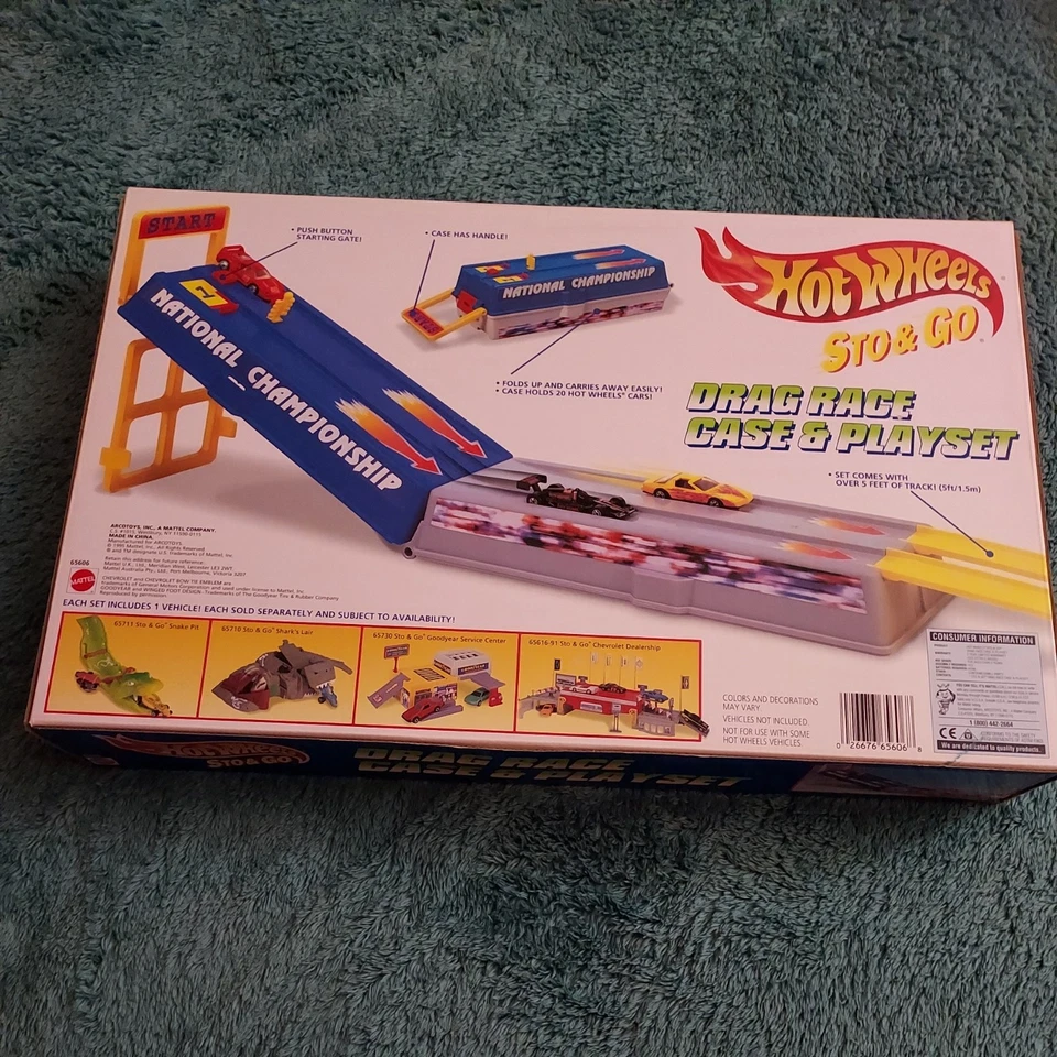 1995 Hot Wheels Sto & Go Drag Race Case & Playset Vintage Sealed New. Quick Ship - Image 2 of 4