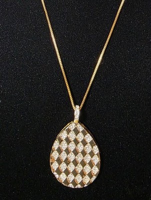 Beautiful Vintage Eisenberg Signed Gold HarlequinCrystal Pendant Necklace Rare